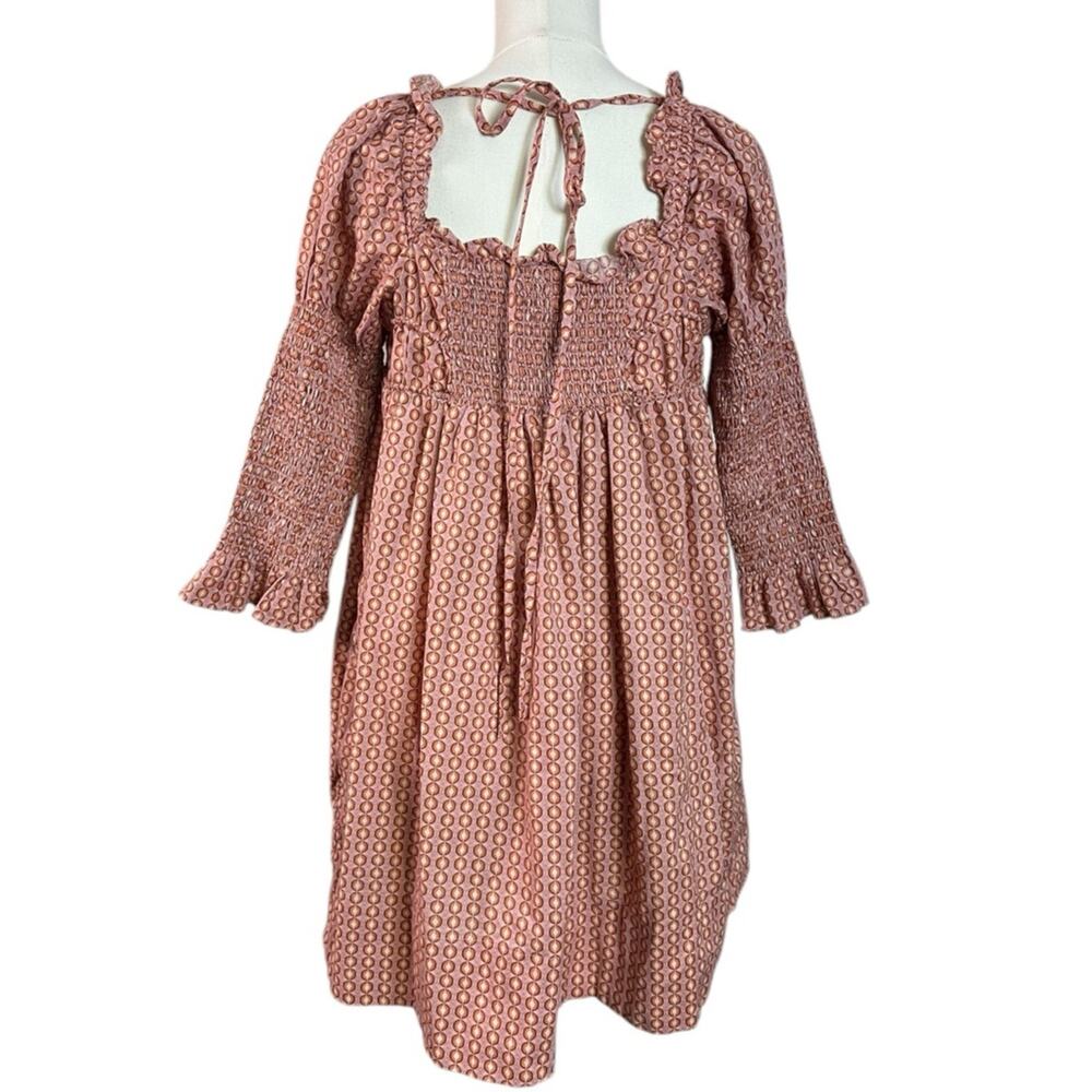 Free People Retro 70s Babydoll Star Dip Mini Dress in Red Combo Size Medium - Picture 8 of 12